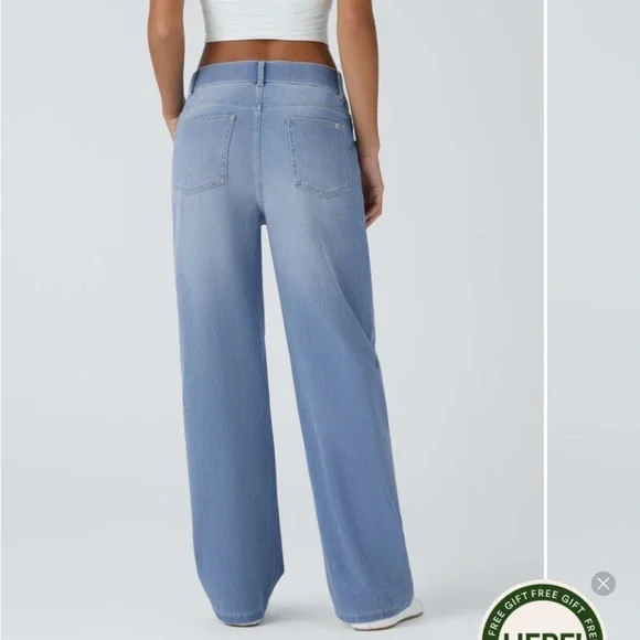 HALARA Women's Blue Flare & Wide Leg Jeans - Picture 2 of 8